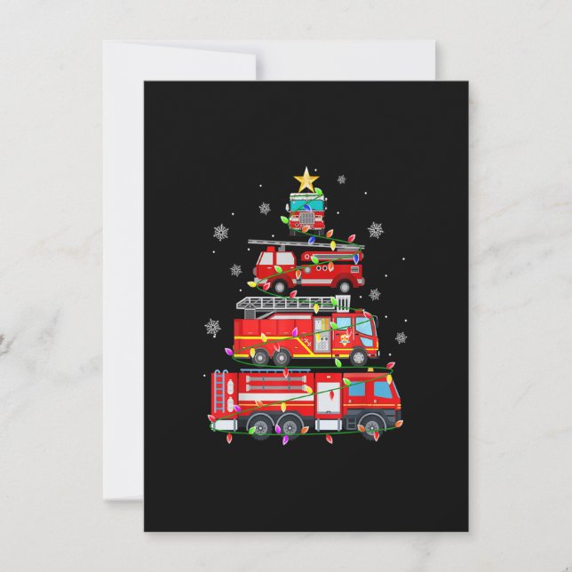 Firefighter Fire Truck Christmas Tree Xmas Shirt G Invitation (Front)