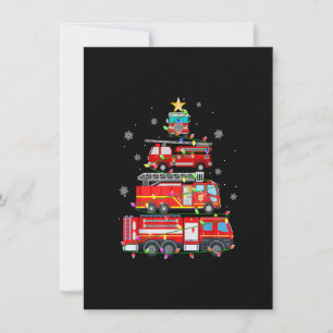 Firefighter Fire Truck Christmas Tree Xmas Shirt G Invitation