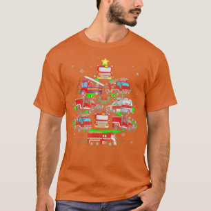 Firefighter Fire Truck Christmas Tree Xmas  T-Shirt