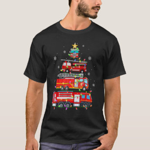 Firefighter Fire Truck Christmas Tree Xmas T-Shirt