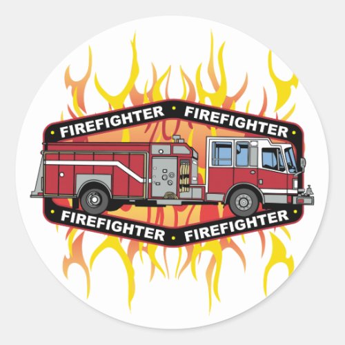 Firefighter Fire Truck Classic Round Sticker