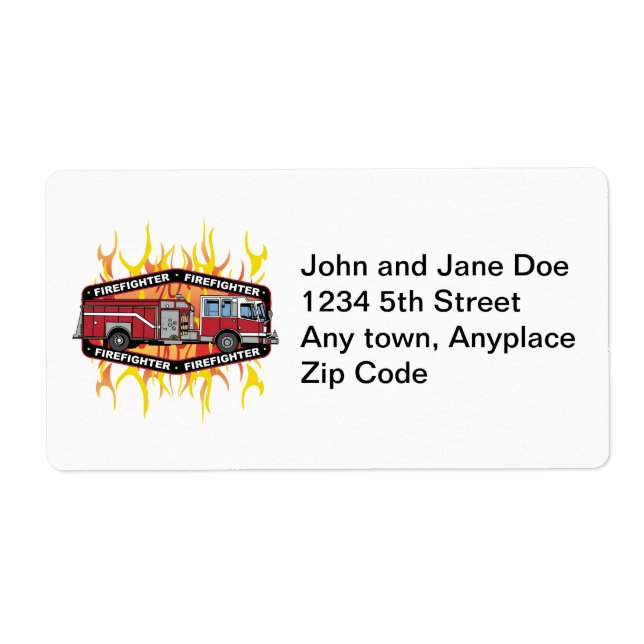 Firefighter Fire Truck Label (Front)