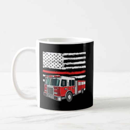 Firefighter Fire Truck Rescue American Flag Coffee Mug