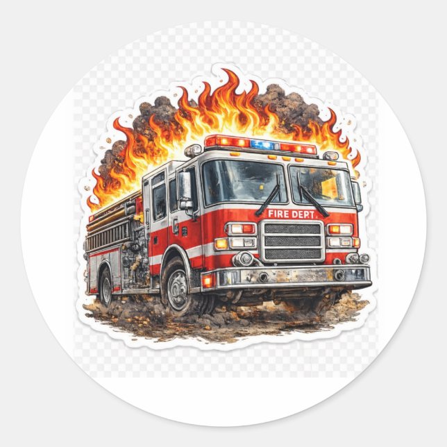 Firefighter Fire Truck Rescue Hero Classic Sticker (Front)