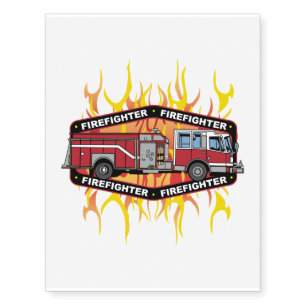 Firefighter Fire Truck Temporary Tattoos