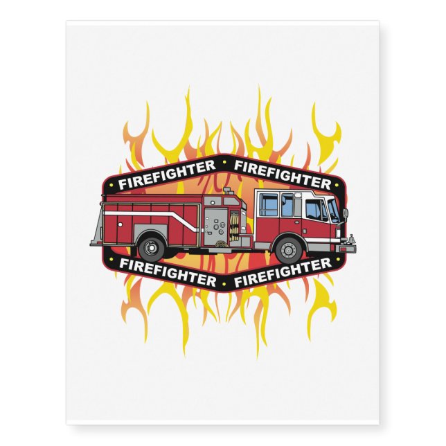 Firefighter Fire Truck Temporary Tattoos (Front)