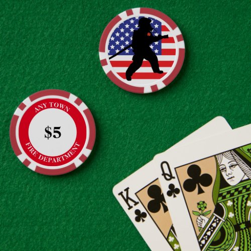 Firefighter Firehose Fire Rescue American Flag Poker Chips