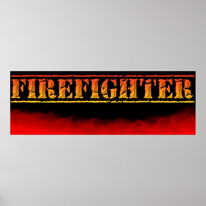 FIREFIGHTER FIREMAN BURNING FLAMES Poster