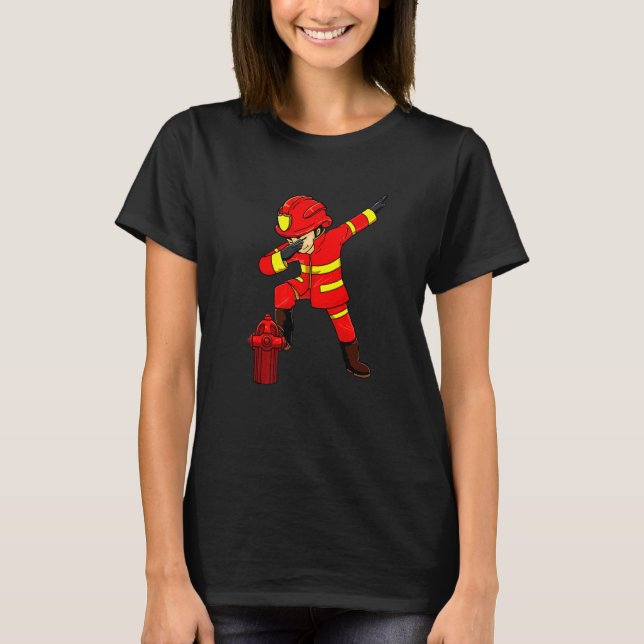 Firefighter Fireman Dabbing Dab Dancing Costume Bo T-Shirt (Front)
