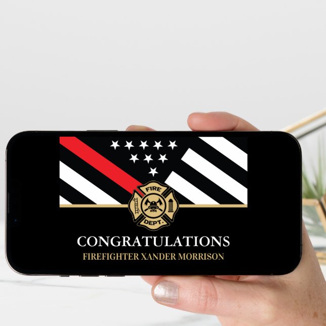 Firefighter Fireman Fire Academy Graduation Card (Front Digital)