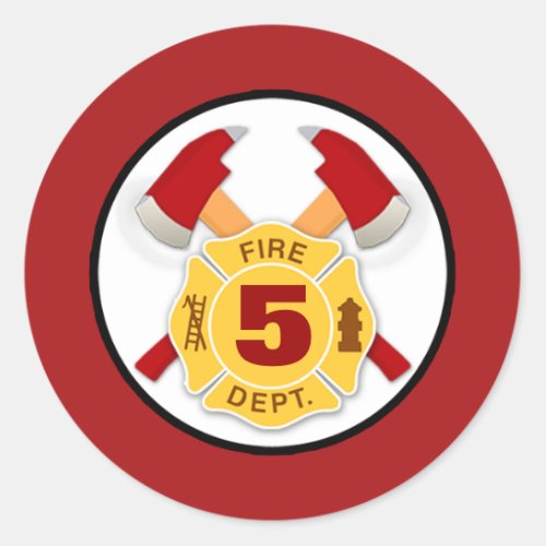 FIREFIGHTER fireman fire axe maltese cross AGE 3 Classic Round Sticker