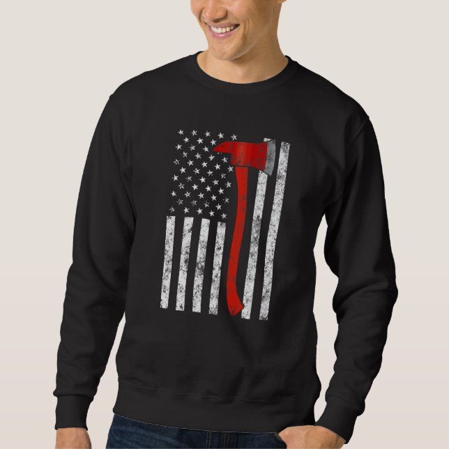 Firefighter Fireman Firefighting Patriotic America Sweatshirt (Front)