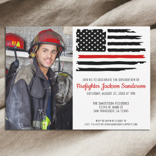 Firefighter Fireman Photo Fire Academy Graduation Invitation