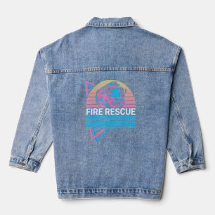 Firefighter Fireman Retro Fire Rescue  Denim Jacket