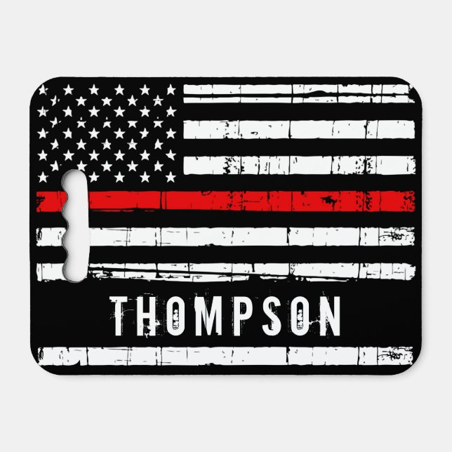 Firefighter Fireman Thin Red Line Flag  Seat Cushion (Front Horizontal)