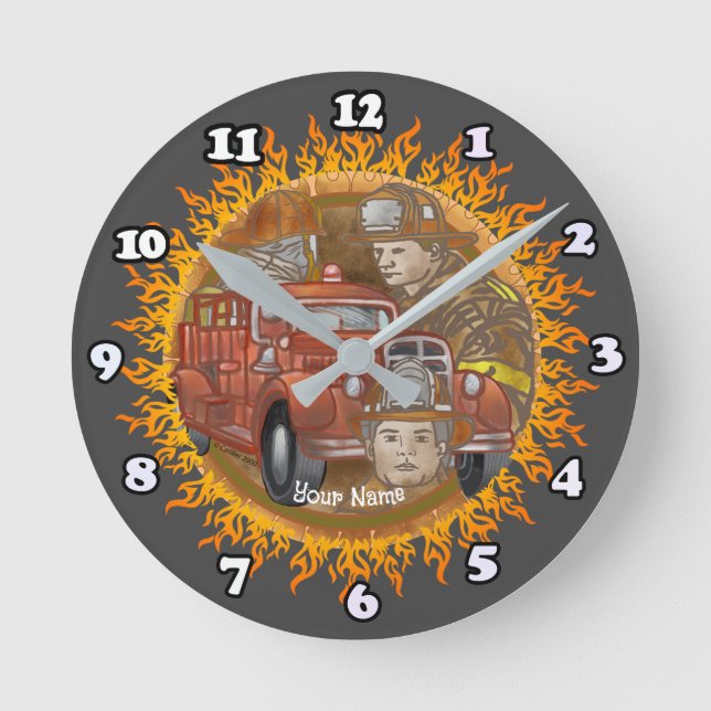 Firefighter Firetruck Buddy clock (Front)