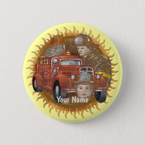 Firefighter Firetruck Buddy custom name pin