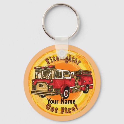 Firefighter Firetruck Got Fire Keychain