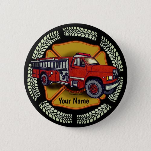 Firefighter Firetruck How I Roll custom name Button