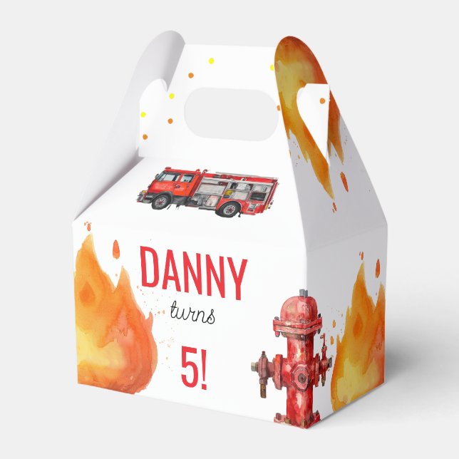 Firefighter Firetruck Theme Favor Box (Front Side)