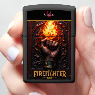 Firefighter Fist Holding Powerful Flame Art Zippo Lighter