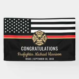 Firefighter Flag Fire Academy Graduation Party Banner