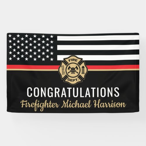 Firefighter Flag Fire Academy Graduation Party Banner
