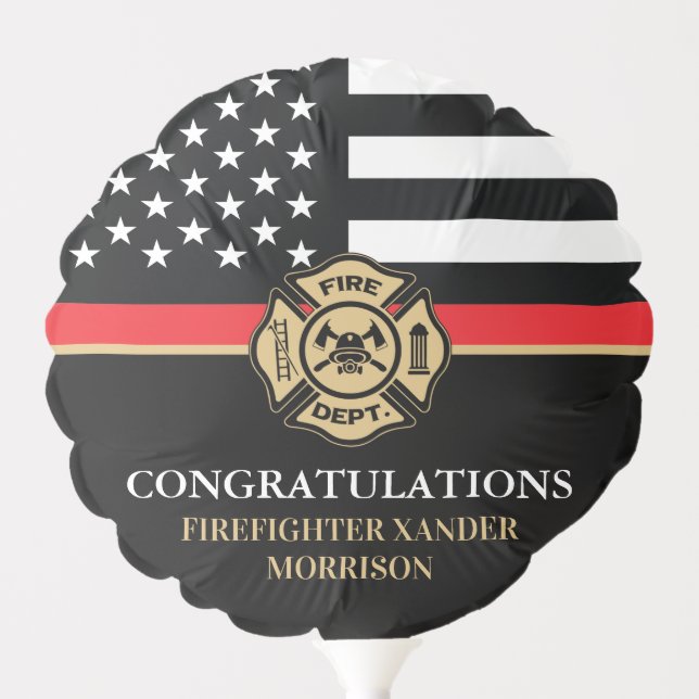 Firefighter Flag Fireman Fire Academy Graduation Balloon (Front)