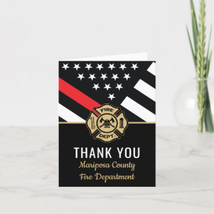 Firefighter Flag First Responder Fire Department Letterpress Thank You Card