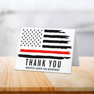 Firefighter Flag First Responder Fire Department Letterpress Thank You Card