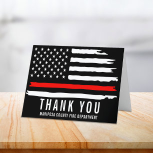 Firefighter Flag First Responder Fire Department Letterpress Thank You Card