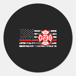 Firefighter Flag & Florian Cross Classic Round Sticker