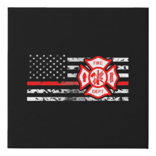 Firefighter Flag & Florian Cross Faux Canvas Print