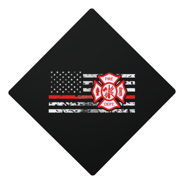Firefighter Flag & Florian Cross Graduation Cap Topper (Front)