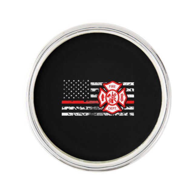 Firefighter Flag & Florian Cross Lapel Pin (Front)
