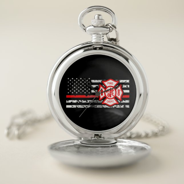 Firefighter Flag & Florian Cross Pocket Watch (Inside)