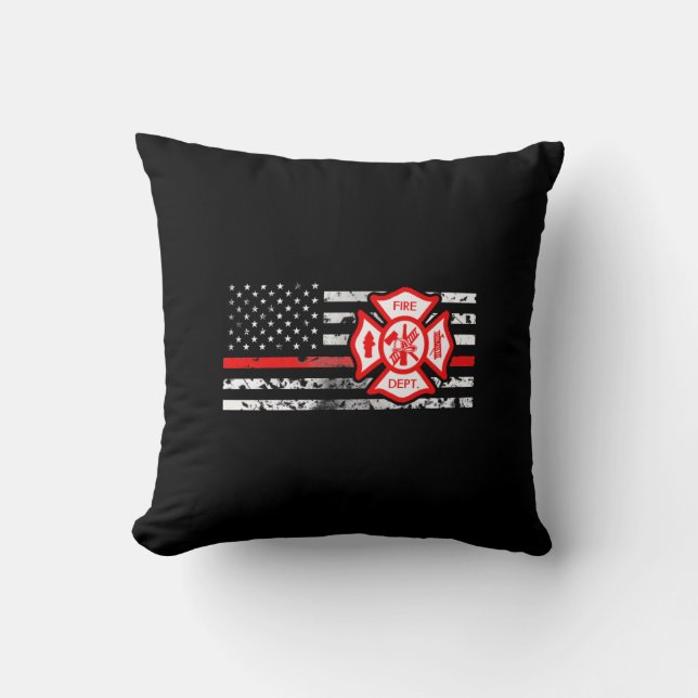 Firefighter Flag & Florian Cross Throw Pillow (Front)