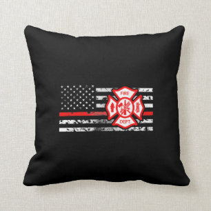 Firefighter Flag & Florian Cross Throw Pillow