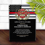 Firefighter Flag Life Saving  Acrylic Award<br><div class="desc">Fire department life saving award.  Personalize with your award recipient's information.</div>