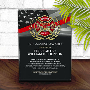 Firefighter Flag Life Saving Acrylic Award