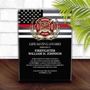 Firefighter Flag Life Saving Acrylic Award