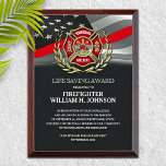Firefighter Flag Life Saving  Award Plaque<br><div class="desc">Fire department life saving award.  Personalize with your award recipient's information.</div>