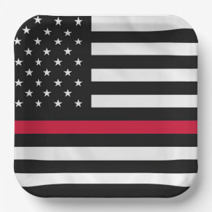 Firefighter Flag Paper Plates