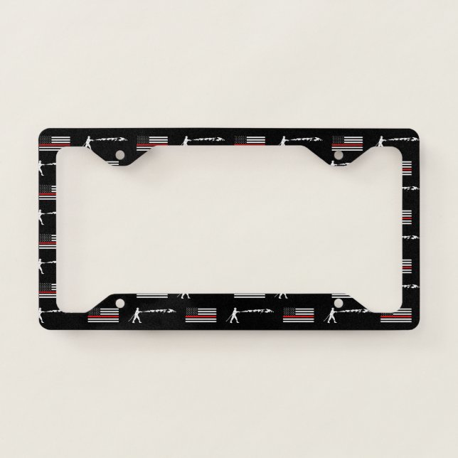 Firefighter Flag Pattern License Plate Frame (Front)