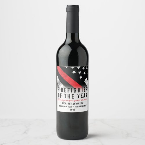 Firefighter Flag Red Line Employee Recognition Wine Label