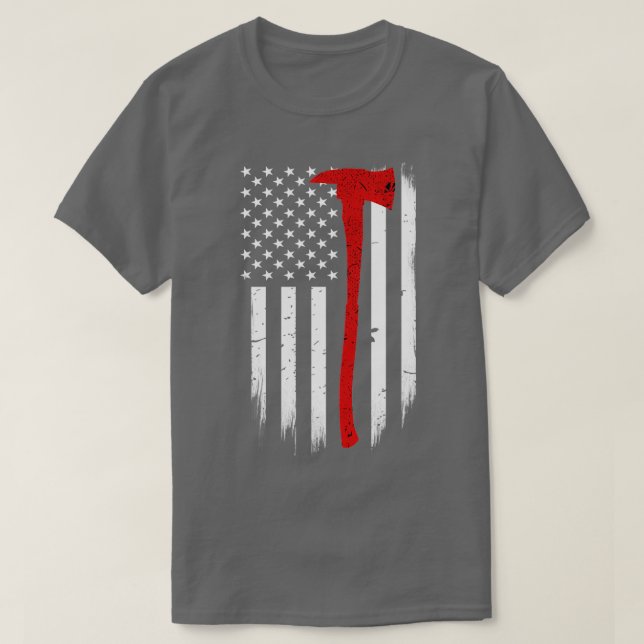 Firefighter Flag Thin Red Line Axe Classic TShirt (Design Front)