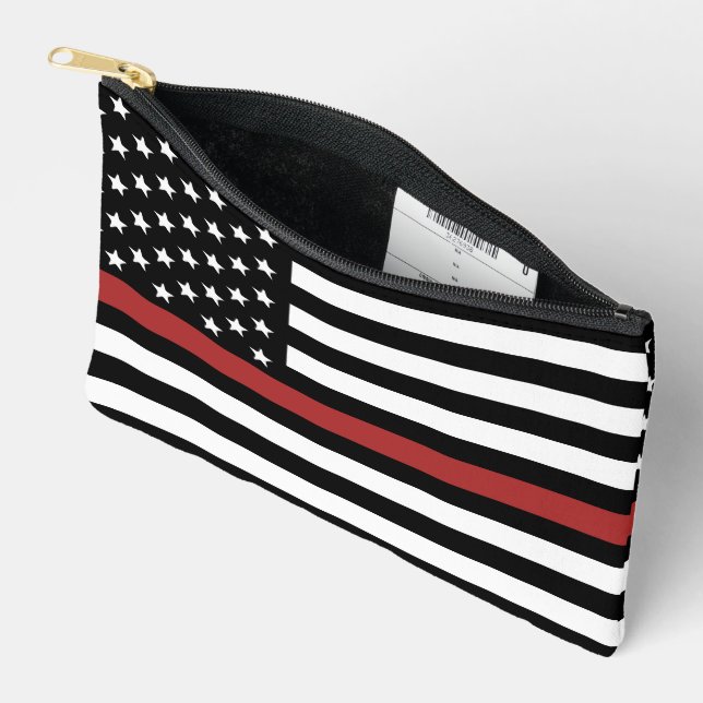 Firefighter Flag Thin Red Line USA Flag Accessory Pouch (Open)