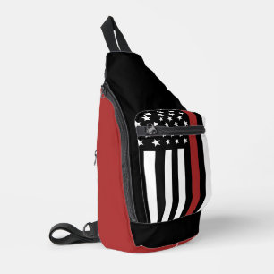 Firefighter Flag Thin Red Line USA Flag Sling Bag