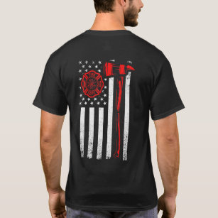 Firefighter Flag With Axe And Usa Flag T-Shirt
