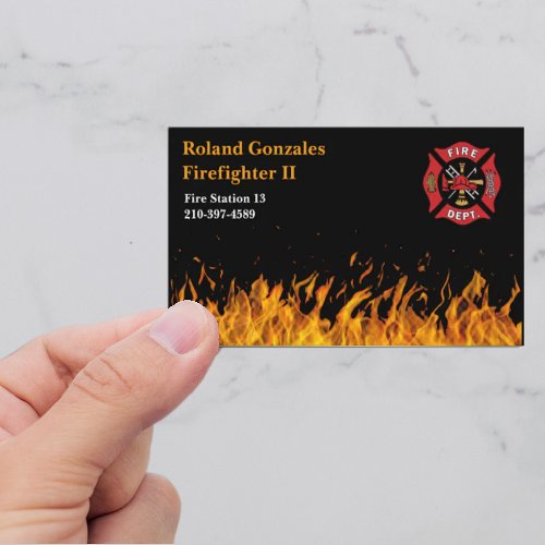 Firefighter Flames and Logo  Business Card